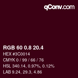 カラーコード: RGB 60 0.8 20.4 | qconv.com