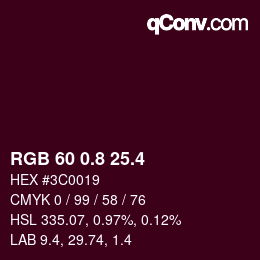 カラーコード: RGB 60 0.8 25.4 | qconv.com