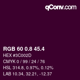 カラーコード: RGB 60 0.8 45.4 | qconv.com