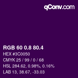 カラーコード: RGB 60 0.8 80.4 | qconv.com