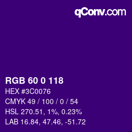 Color code: RGB 60 0 118 | qconv.com