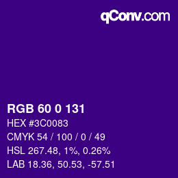 Color code: RGB 60 0 131 | qconv.com