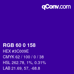 Color code: RGB 60 0 158 | qconv.com