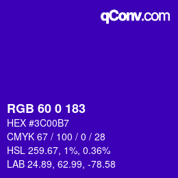 Color code: RGB 60 0 183 | qconv.com