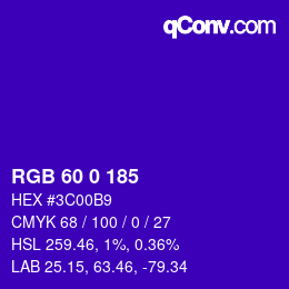 カラーコード: RGB 60 0 185 | qconv.com