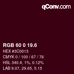 カラーコード: RGB 60 0 19.6 | qconv.com
