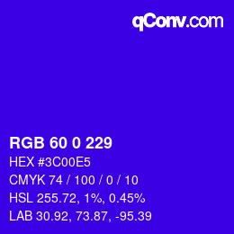 カラーコード: RGB 60 0 229 | qconv.com
