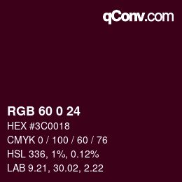 Color code: RGB 60 0 24 | qconv.com