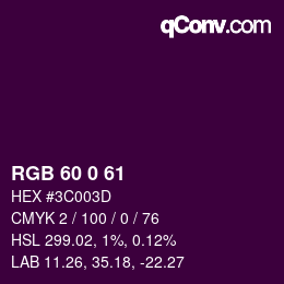 カラーコード: RGB 60 0 61 | qconv.com