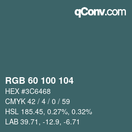 Farbcode: RGB 60 100 104 | qconv.com