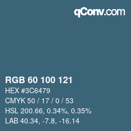 Color code: RGB 60 100 121 | qconv.com