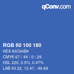 颜色代码: RGB 60 100 180 | qconv.com
