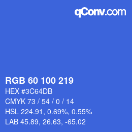 カラーコード: RGB 60 100 219 | qconv.com