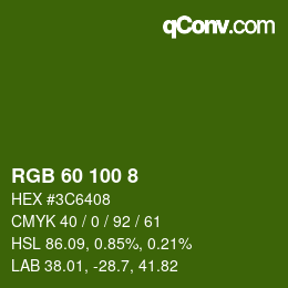 カラーコード: RGB 60 100 8 | qconv.com