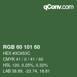 カラーコード: RGB 60 101 60 | qconv.com