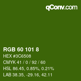 Color code: RGB 60 101 8 | qconv.com