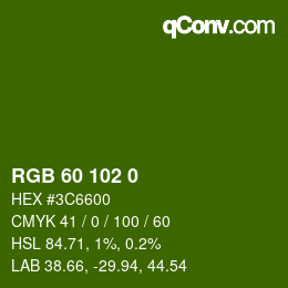 Color code: RGB 60 102 0 | qconv.com