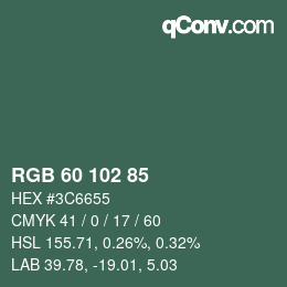 カラーコード: RGB 60 102 85 | qconv.com