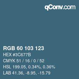 カラーコード: RGB 60 103 123 | qconv.com