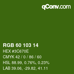 Color code: RGB 60 103 14 | qconv.com
