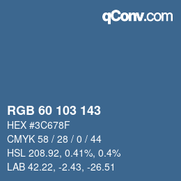 Farbcode: RGB 60 103 143 | qconv.com