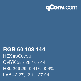 Color code: RGB 60 103 144 | qconv.com