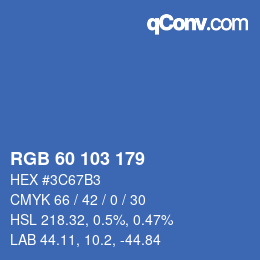 Color code: RGB 60 103 179 | qconv.com