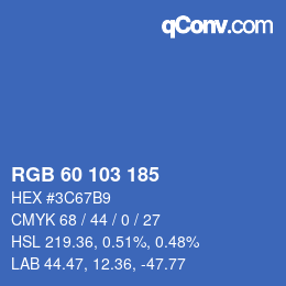 颜色代码: RGB 60 103 185 | qconv.com