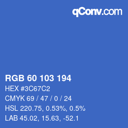カラーコード: RGB 60 103 194 | qconv.com