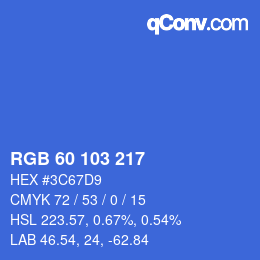 Color code: RGB 60 103 217 | qconv.com