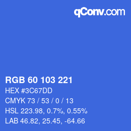 颜色代码: RGB 60 103 221 | qconv.com
