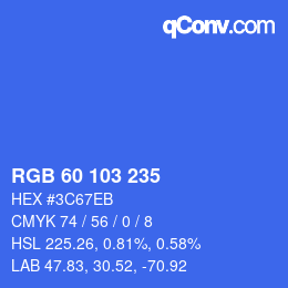 Color code: RGB 60 103 235 | qconv.com