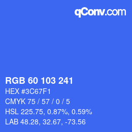 カラーコード: RGB 60 103 241 | qconv.com