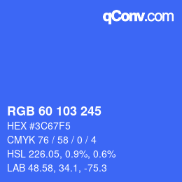 カラーコード: RGB 60 103 245 | qconv.com
