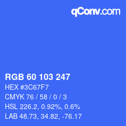 Color code: RGB 60 103 247 | qconv.com