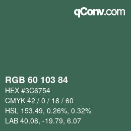 颜色代码: RGB 60 103 84 | qconv.com