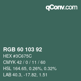 Farbcode: RGB 60 103 92 | qconv.com