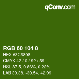 颜色代码: RGB 60 104 8 | qconv.com