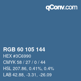 颜色代码: RGB 60 105 144 | qconv.com