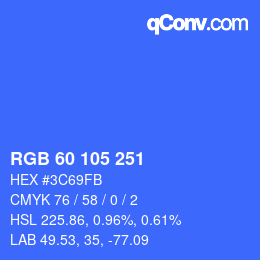 颜色代码: RGB 60 105 251 | qconv.com
