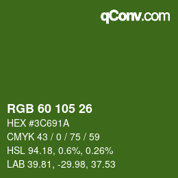 颜色代码: RGB 60 105 26 | qconv.com
