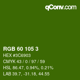 カラーコード: RGB 60 105 3 | qconv.com