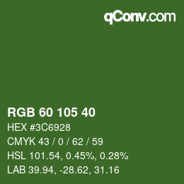 カラーコード: RGB 60 105 40 | qconv.com