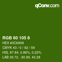 カラーコード: RGB 60 105 8 | qconv.com
