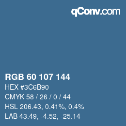 Color code: RGB 60 107 144 | qconv.com