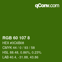 颜色代码: RGB 60 107 8 | qconv.com
