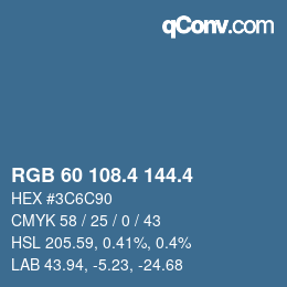 カラーコード: RGB 60 108.4 144.4 | qconv.com