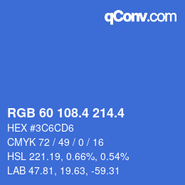 カラーコード: RGB 60 108.4 214.4 | qconv.com