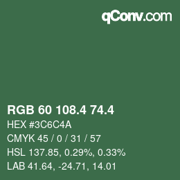 カラーコード: RGB 60 108.4 74.4 | qconv.com