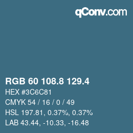 カラーコード: RGB 60 108.8 129.4 | qconv.com